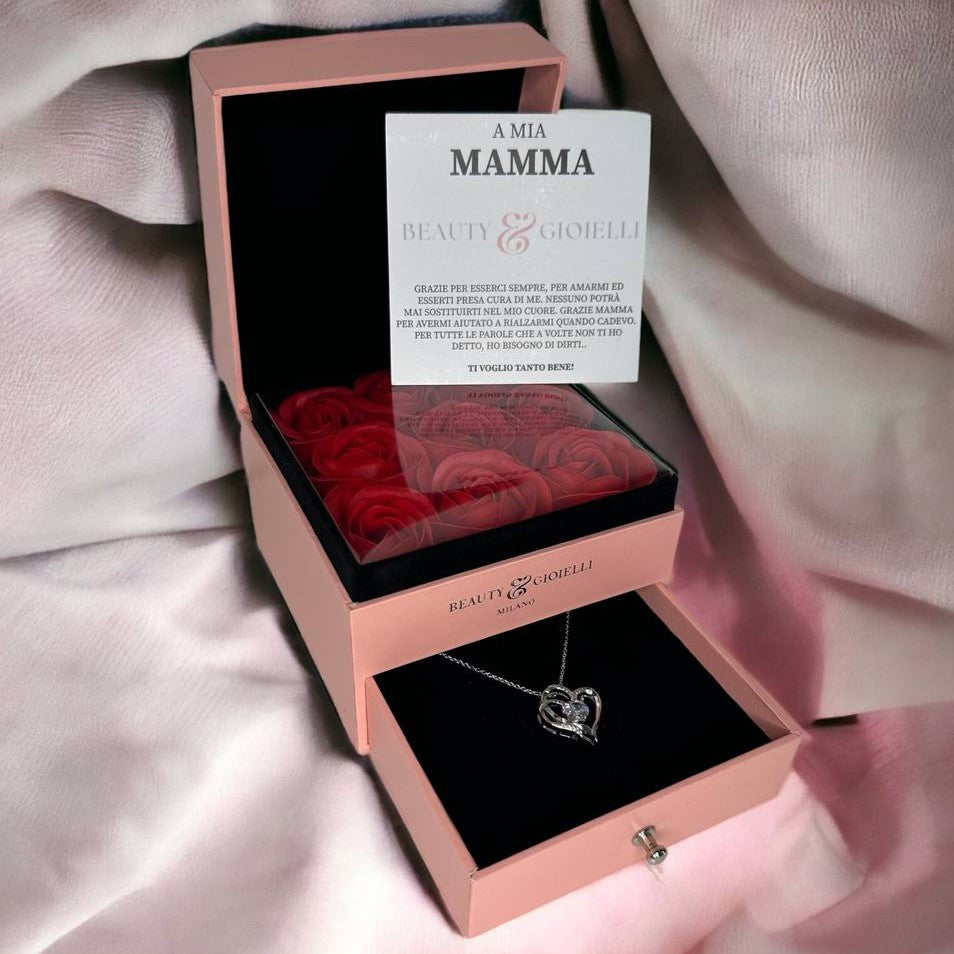 COLLANA - LOVELY + COFANETTO CON ROSE E BIGLIETTO DEDICA IN REGALO!